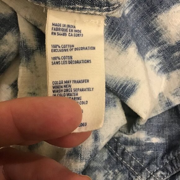 American Eagle Small Avis Pearl Snap Women’s Western Tie Dye Shirt Top Blue - Picture 7 of 9